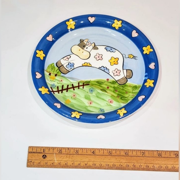 Children ceramic dish set. Masa Int.(?) VTG plate bowl and mug w/ cow hearts - Picture 9 of 9